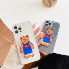 ZUIDID-funda de teléfono con agarre de oso de dibujos animados en 3D, carcasa de silicona suave y transparente para iPhone 11, 12 Pro, XS, MAX, XR, X, SE20, 7, 8Plus 2024 - compra barato