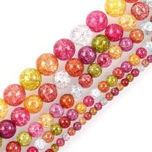 15"Strand Round Cracked Crystal Stone Beads Plated Medium Color Loose Spacer Beads For Jewelry Making Bracelet Neck DIY 6-12mm 2024 - buy cheap