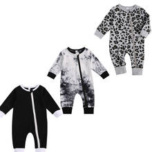 lioraitiin 0-24M Newborn Infant Toddler Baby Boy Autumn Romper Long Sleeve Leopard Tie-Dye Printed Zipper Jumpsuit Clothing 2024 - buy cheap