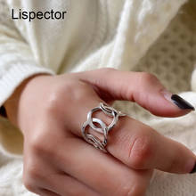 Lispector 925 пробы серебряные корейские круги цепи широкие кольца для женщин Рок Панк Полые геометрические кольца хип-хоп унисекс ювелирные изделия 2024 - купить недорого