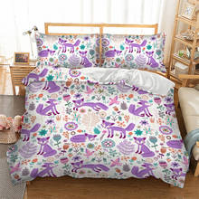 Cartoon Fox Bedding Set Purple color Duvet Cover pillowcase kids bed Twin Full Queen King Size Bedclothes 3PCS 2024 - buy cheap