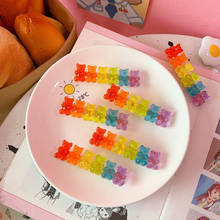 Pinza para el pelo Kawaii de Color arcoíris para mujer y niña, horquilla de oso de goma, accesorios para el cabello, joyería coreana para niño 2024 - compra barato