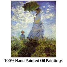 Lienzo pintado A mano de alta calidad con Parasol, pintura de Claude Monet, regalo artístico, para mujer 2024 - compra barato