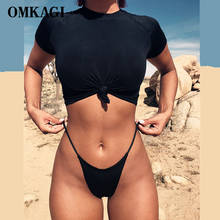 OMKAGI Bikin Long Sleeve Brazilian Bikini High Cut Plant Push Up Bathing Suit Leaves Print Female Summer Beach Wear 2021 Biquini 2024 - buy cheap