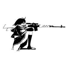 17.8*9.8cm Girl With Sniper Gun Rifle Warrior Fun Window Bumper Vinyl Sticker Handsome And Cool Stickers 2024 - buy cheap