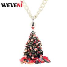 WEVENI acrílico decoración de Navidad árbol caja de regalo collar cadena colgante moda Festival joyería para mujeres niñas nuevos regalos de fiesta 2024 - compra barato