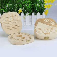 English Baby Fallen Tooth Box Wood Box FrenchText Baby Boy Girl Wood Case Save Milk Teeth Collection Organizer New Sale 2024 - buy cheap