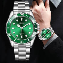 Часы наручные мужские с зеленым циферблатом, роскошные деловые модные, с браслетом из нержавеющей стали 2024 - купить недорого