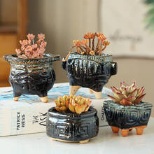 Black Vintage flower pot room desk decor Chinese ceramic plant pot home garden Maceteros decorativos suculentas pots bloempot 2024 - buy cheap