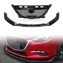 For Mazda 3 Axela 2014-2016 Mazda3 Black Honeycomb Look Upper Grille Grill+Front Spoiler Bumper Lip Car Lower Body Kit Splitter 2024 - buy cheap