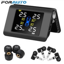 Sistema de monitoramento de pressão de pneus de carro sem fio tpms com energia solar, tela led com 4 sensor integrado ou externo 2024 - compre barato