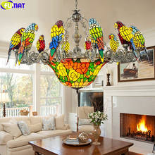 FUMAT Parrots Tiffany Style Pendant Lamp Multilayer High Stained Glass Hanging Light Fixture Classical Multi Bird Lighting Arts 2024 - buy cheap