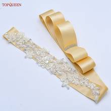 TOPQUEEN S46 Bridal Belt For Dress Long Evening Gown Flower Girl Bridesmaid Sash Pearl Beaded Wedding Dress Decoration White 2024 - buy cheap