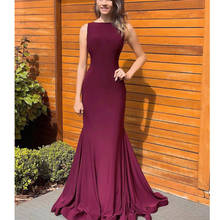 Burgundy satin sexy communion dresses Evening Dress prom party Robe De Soiree longue Formal Dress simple robe de soiree backless 2024 - buy cheap