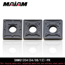 Snmg inserções quadradas snmg120404 snmg120408 snmg120412 pm padrão msrnr msrn, ferramentas de torno de metal para peças de aço 2024 - compre barato