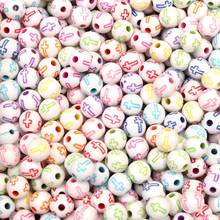50Pcs 8mm Cross Pattern Round Acrylic Beads For Jewelry Marking Bracelet Charm Needlework Accessories Jewelry Finding Decoration 2024 - buy cheap