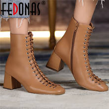 FEDONAS Elegant Chelsea Boots For Women Cross Tied Genuine Leather Shoes Woman Heels Winter Newest Wedding Party Ankle Boots 2024 - buy cheap