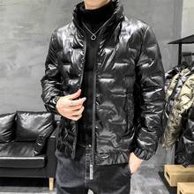 Casaco de algodão brilhante masculino, jaqueta curta e fina de inverno 2021 2024 - compre barato