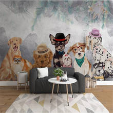 Milofi personalizado 3d impressão papel de parede mural simples dos desenhos animados pintados à mão animal de estimação filhote de cachorro personalidade quarto das crianças fundo da parede 2024 - compre barato