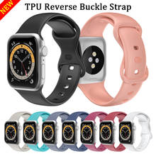Correa de cierre inverso de TPU para Apple Watch Series 6/SE/5/4, pulsera de repuesto de 42MM y 44MM para iwatch 3/2/1 y 38MM, banda de silicona de 40MM 2024 - compra barato