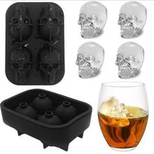 3D Skull Flexible Silicone Ice Cube Mold Tray Makes Four Giant Skulls Round Ice Cube Maker 1pc 2024 - buy cheap