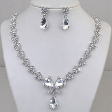 2021 Necklace Earrings Set Wedding Accessories Bowknot Rhinestone Crystal Wedding Jewelry Gifts 2024 - buy cheap