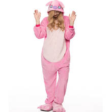 Animal Kigurumis Onesies Homewear Adult Cartoon Pink  Women Pajama Winter Sleepwear Jumpsuit Pajama Suit Woman Rompers 2024 - buy cheap