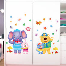 [Shijuehezi] adesivos de parede para crianças, de animais de desenho animado, elefante e urso para decoração de casa e quarto de bebê 2024 - compre barato