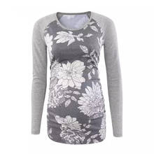 Blusa feminina estampada com flores, camiseta de manga longa para grávidas, roupa feminina elegante 2024 - compre barato