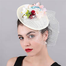 Bride Wedding Fascinator Hats Women Net Hair Accessories  Floral Headwear Veils Alice Band Mesh Wedding Church With Headbands 2024 - buy cheap