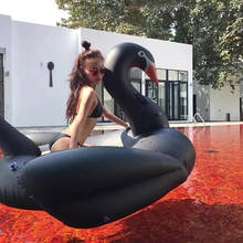 Ins anel de natação inflável, anel de cisne preto dourado gigante, para piscina, para adultos e para o verão, brinquedo aquático 2024 - compre barato