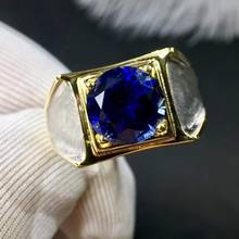 Anel do homem safira azul anel 925 prata esterlina fino handworked jóias anéis de dedo 2024 - compre barato