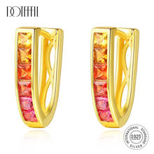 DOTEFFIL Round Colorful Topaz Hoop Earrings for Women Fine Jewelry 925 Sterling Silver Orecchini Donna Bijoux Femme Gifts SE0126 2024 - buy cheap