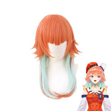 Peruca para cosplay de kanashi kiara vtuber, peruca longa e lisa, de hortelã, laranja, verde, sintética, para meninas 2024 - compre barato