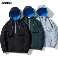Jddton jaqueta com capuz masculina, jaqueta corta-vento de outono com muitos bolsos para homens, vestuário casual de ferramentas, je234 2024 - compre barato