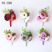 YO CHO Handmade Silk Flower Wrist Corsage Wedding Rose Bridesmaid Hand Flower Men Boutonniere Wedding Dancing Party Decoration 2024 - buy cheap