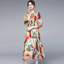 ZUOMAN Women Summer Elegant Floral Chiffon Dress Festa High Quality Long Party Robe Femme Vintage Bow Designer A-Line Vestidos 2024 - buy cheap