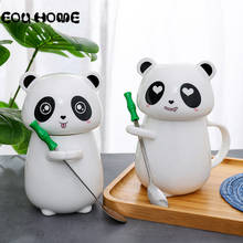 Taza de café de cerámica con Panda de dibujos animados para niños, tazas creativas de oficina con cuchara, taza de zumo de leche para desayuno de estudiante, regalo para niños 2024 - compra barato