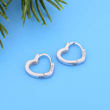 100% Genuine 925 Silver Simple Gold Color Heart Shape Huggie Piercing Hoop Earring Brinco Women Oorbellen Pendientes NEW 2022 2024 - buy cheap