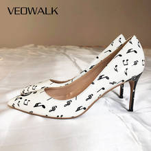 Veowalk Music Symbols Printed Women Stiletto High Heels Slip On Pointy Toe Patent Leather Pumps Cute Ladies Formal Dress Shoes 2024 - buy cheap
