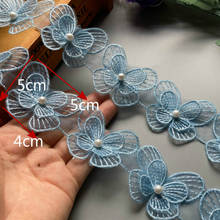 1 Yard Blue Double Nail Bead Lace Flower Butterfly Buiter Lace Fabric Handcraft Embroidered Sewing Lacer Ribbon DIY Lace Trim 2024 - buy cheap