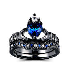 Glamour jewelry you are my sweetheart-Anillo de circón azul oscuro para mujer, anillo de declaración, regalo de Año Nuevo para niña 2024 - compra barato