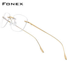 FONEX-Gafas de aleación de titanio para hombre y mujer, lentes ópticas coreanas de miopía, marco cuadrado de prescripción sin montura, 2020 2024 - compra barato