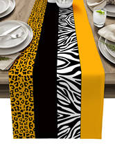 Camino de mesa con rayas de cebra y leopardo amarillo, Mantel Individual para decoración de cocina, Hotel, hogar, boda 2024 - compra barato