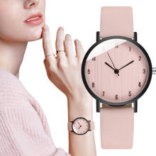 Relógio feminino com pulseira de couro, relógio de pulso analógico quartz 2024 - compre barato