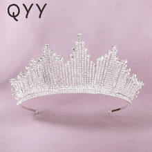 QYY-corona de boda con diamantes de imitación para mujer, Tiaras y coronas nupciales de Color plateado, joyería para el cabello, accesorios para el cabello, tocado de fiesta, regalo 2024 - compra barato