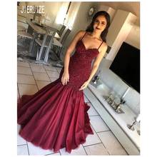 JIERUIZE Burgundy Mermaid Evening Dresses Spaghetti Strap Backless With Appliques Prom Party Gowns Formal Dresses robe de soiree 2024 - buy cheap