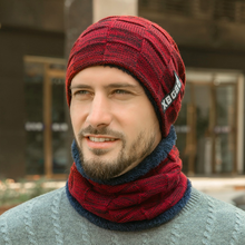 Conjunto de gorro y bufanda de punto con forro de lana para hombre y mujer, gorros gruesos de punto, pasamontañas, gorro de invierno para el cuello 2024 - compra barato