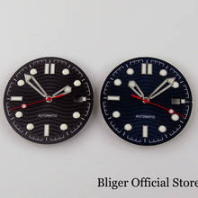 Nologo-Reloj de pulsera con patrones de onda, pulsera de mano para NH35, pantalla de fecha de acero inoxidable, 31mm, negro, blanco y azul 2024 - compra barato