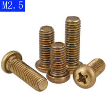 M2.5 x 0.45 ( 2.5mm )  Solid Brass Phillips Round Pan Head Machine Screws DIN 7985 A GB 818 bolts 2024 - buy cheap